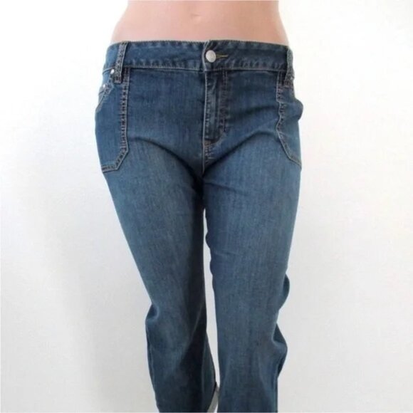 Lane‎ Bryant Jeans DISTRESSED Women's Ankle Cropped Blue Denim Plus Size 20 NWT - Picture 4 of 5